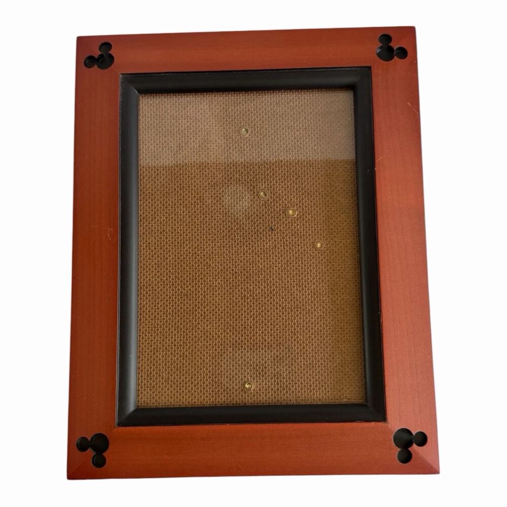 Disney Mickey Mouse Photo Frame Cherry Wood Photo Glass Mickey Cutout Corners